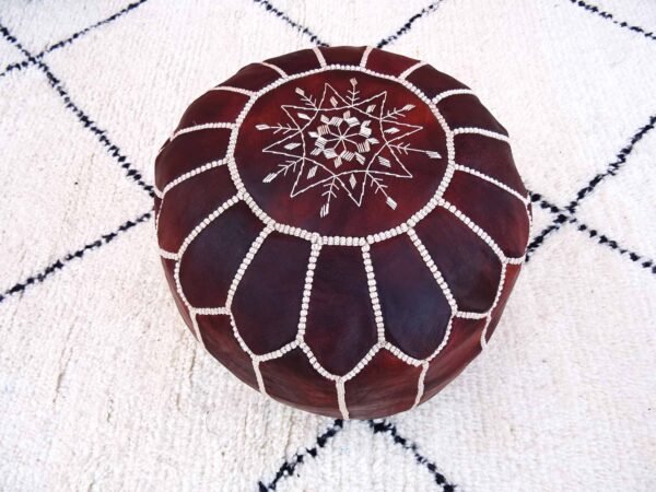 Handmade multi-Color Moroccan Leather Pouf