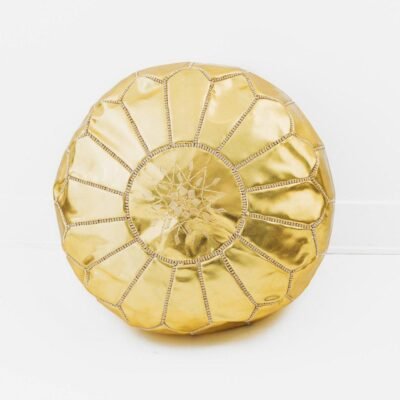 Gold Faux Leather Moroccan Footstool Pouf From Marrakech
