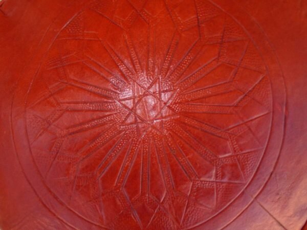 Small Cognac Moroccan pouf - decor home - Ottomans Poufs Brown Color - Footstool Poufs - 100% handmade - leather poof - Image 4