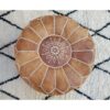 Leather Moroccan Pouf - Tan pouf - Ottoman Footstool - Natural Leather pouffe - floor pouf - handmade pouf