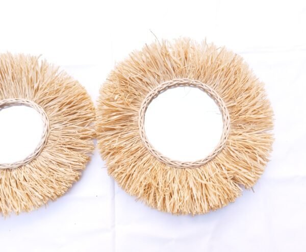 Sun Rattan Decor Mirror with Raffia - Wall Round Raffia Mirror - Rotin Mirrors Made by Moroccan handmade - Image 6