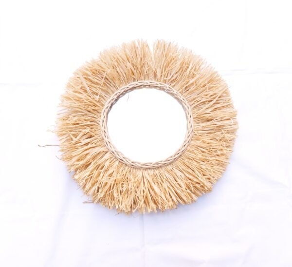 Sun Rattan Decor Mirror with Raffia - Wall Round Raffia Mirror - Rotin Mirrors Made by Moroccan handmade - Image 5