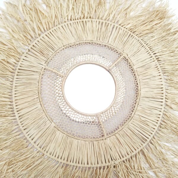 Wall Sun Mirror In Natural Raffia Made By Moroccan Handicraft - Image 3