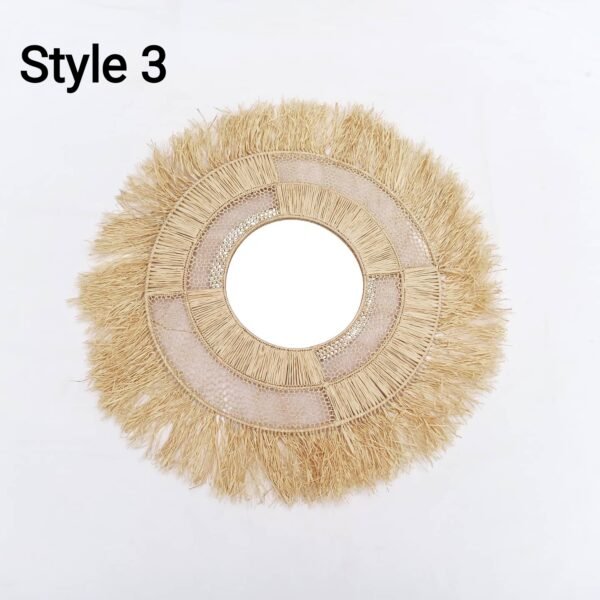 Wall Sun Mirror In Natural Raffia Made By Moroccan Handicraft - Image 8