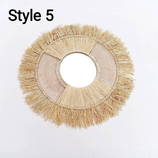 Wall Sun Mirror In Natural Raffia Made By Moroccan Handicraft - Image 12