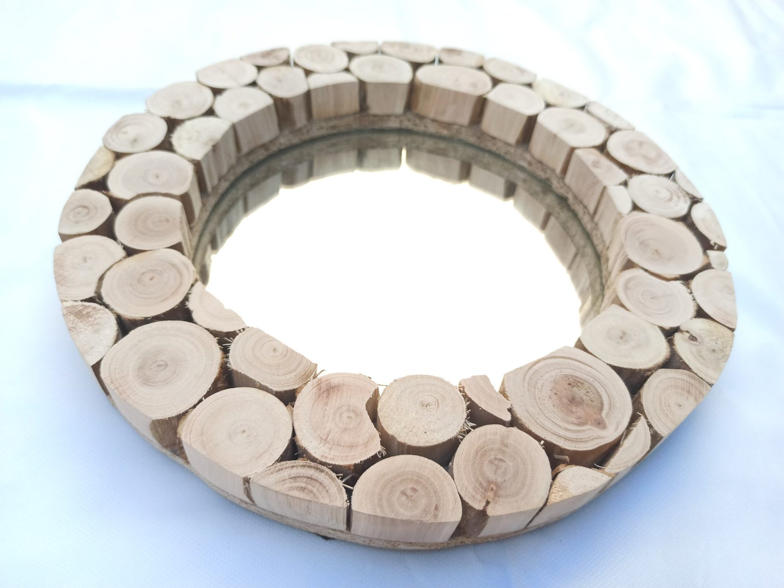 Handcrafted Moroccan Eucalyptus Wooden Mirror - Genuine Round Boho Wall Accent - Image 6
