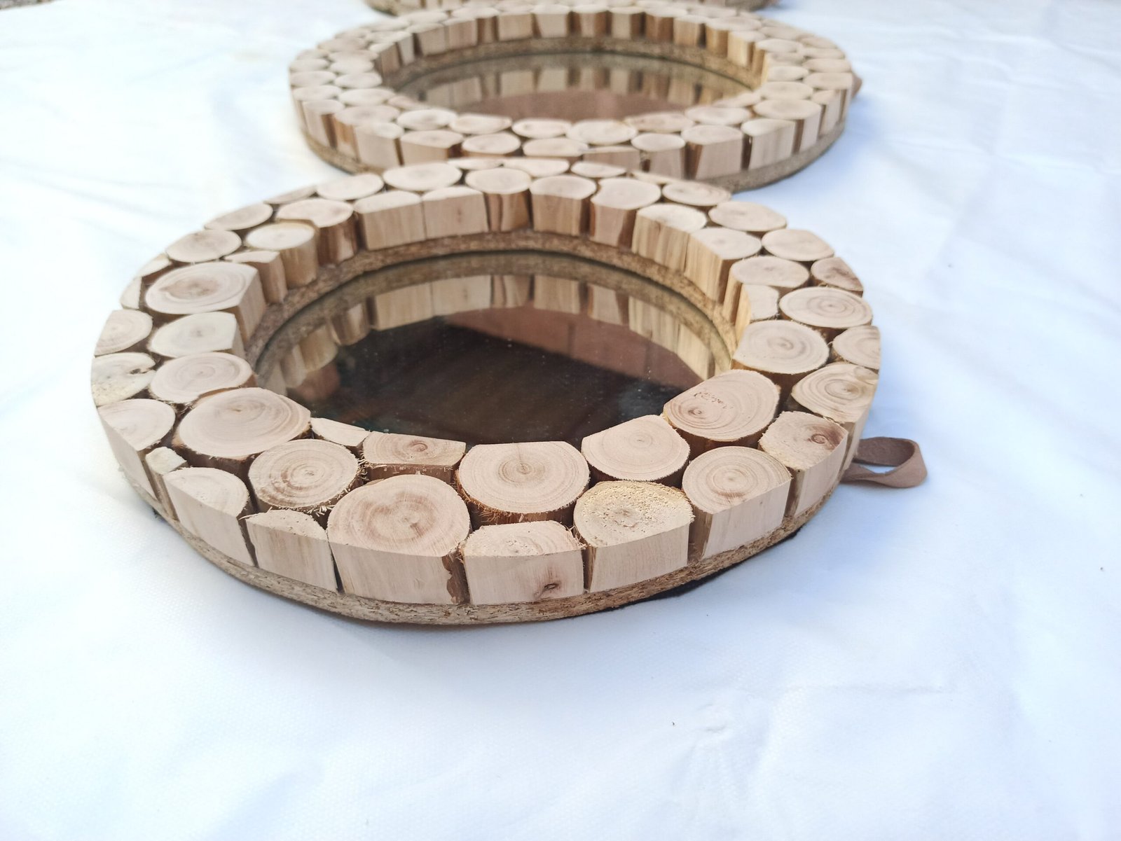 Handcrafted Moroccan Eucalyptus Wooden Mirror - Genuine Round Boho Wall Accent - Image 5