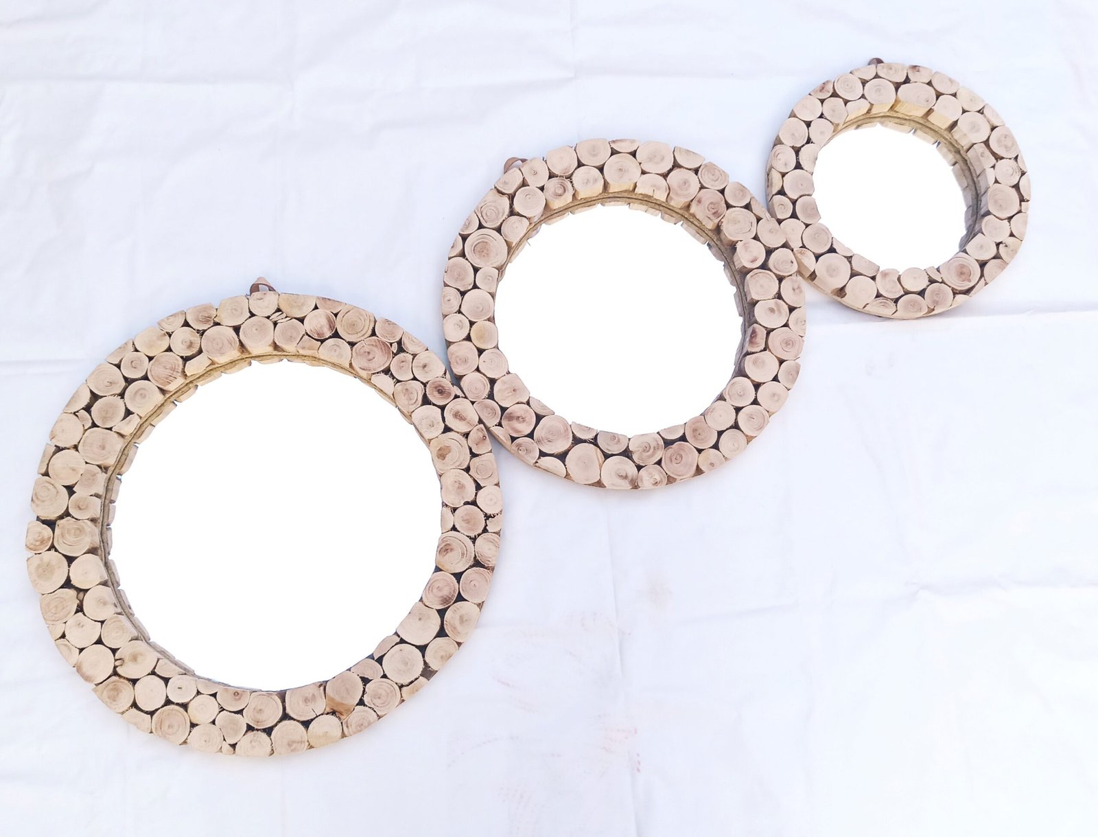 Handcrafted Moroccan Eucalyptus Wooden Mirror - Genuine Round Boho Wall Accent - Image 4