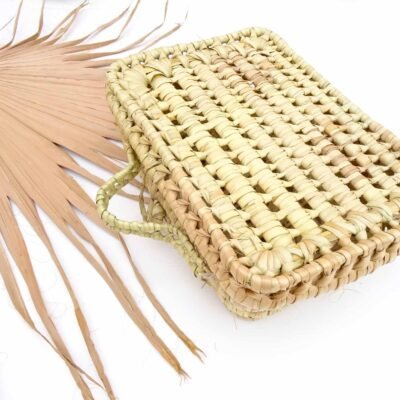 Mini woven palm leaf storage basket