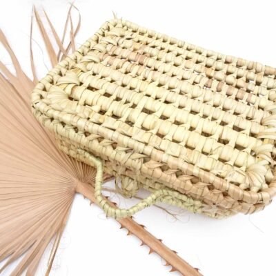 Mini woven palm leaf storage basket