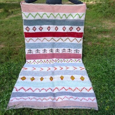 Handwoven Azilal Boucherouite Rug – Vibrant Moroccan Tribal Accent Rug