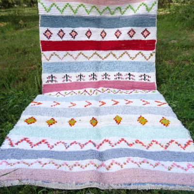 Handwoven Azilal Boucherouite Rug – Vibrant Moroccan Tribal Accent Rug