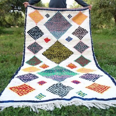 Colorful Handwoven Moroccan Boucherouite Rug