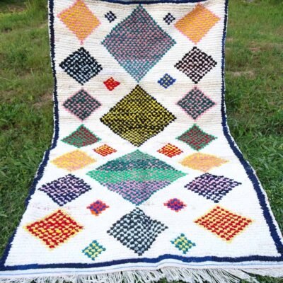 Colorful Handwoven Moroccan Boucherouite Rug