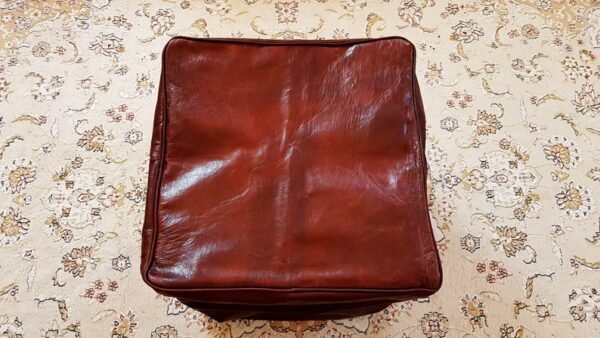 Moroccan Square Leather Pouf Ottoman, Unstuffed Square Floor Cushion Footstool – Image 6