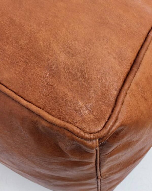 Moroccan Square Leather Pouf Ottoman, Unstuffed Square Floor Cushion Footstool – Image 4