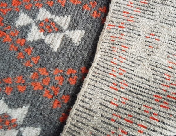 Azilal Handmade Wool Grey And Orange Area Rug - Image 7