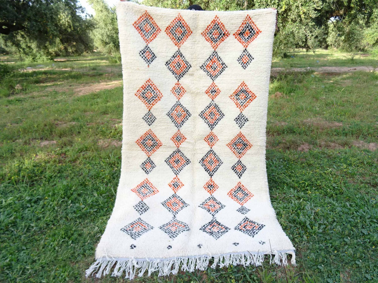 Tapis Azilal Marocain Fait Main Coloré 7.7x4.5 Pieds