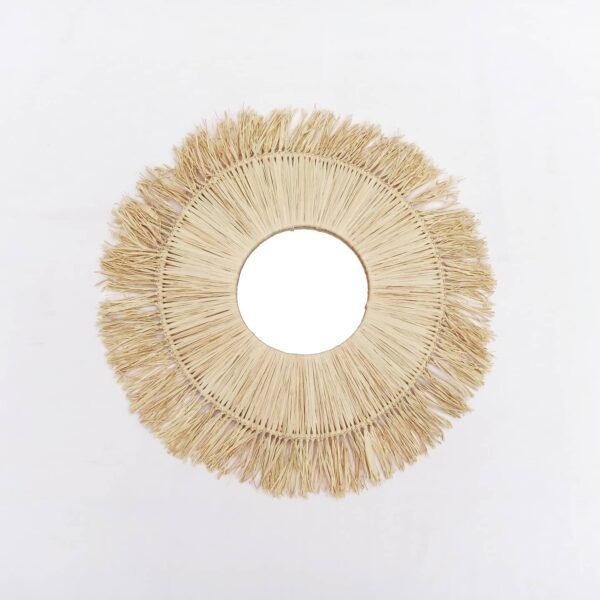 Round Wall Mirror In Natural Raffia