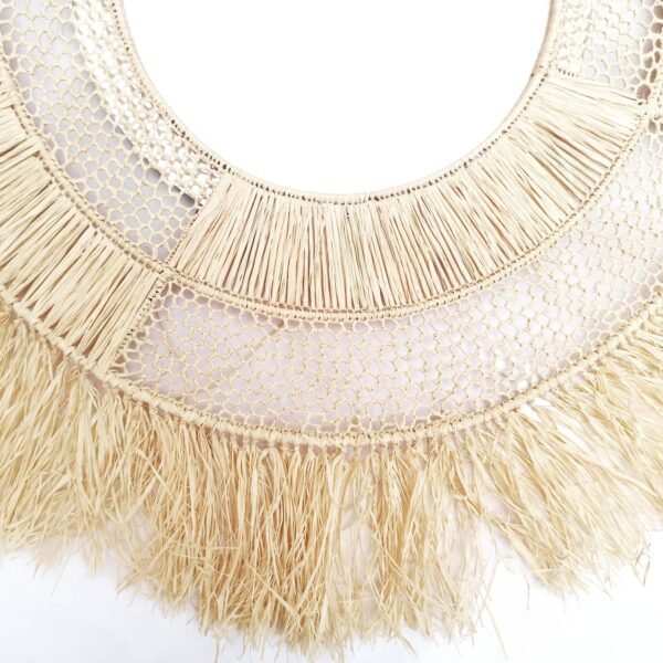 Wall Sun Mirror In Natural Raffia Made By Moroccan Handicraft - Image 9