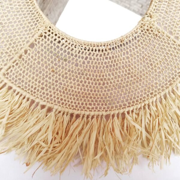 Wall Sun Mirror In Natural Raffia Made By Moroccan Handicraft - Image 7