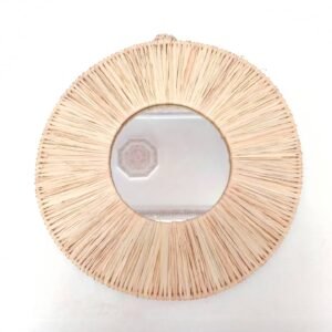 Moroccan Ethnic Round Wall Raffia Mirror Handmade