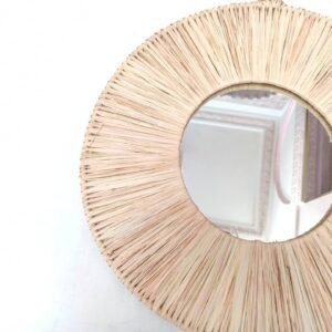 Moroccan Ethnic Round Wall Raffia Mirror Handmade