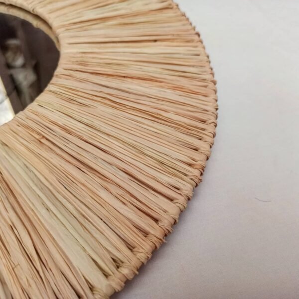 Moroccan Ethnic Round Wall Raffia Mirror Handmade - Image 4
