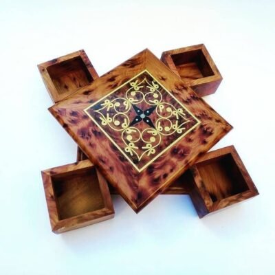 Organisateur de rangement décoratif en bois de thuya pour objets d&rsquo;art
