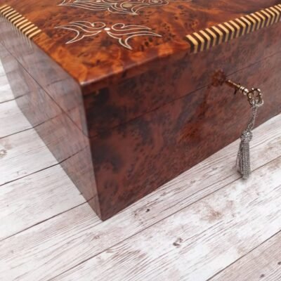 Wooden Storage Box made Of Thuya Wood And Decorated With Floral Motifs Enriched With Mother-of-pearl