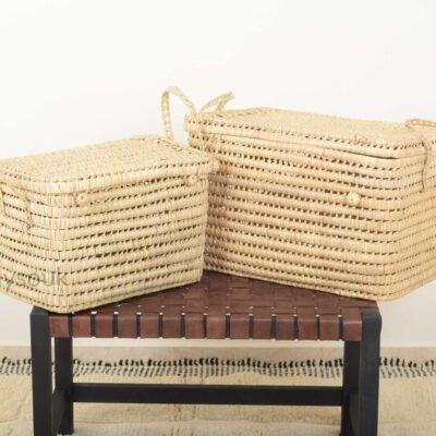 Handmade Wicker Storage Basket – Palm Leaf Toy Chest