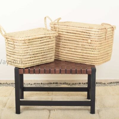Handmade Wicker Storage Basket – Palm Leaf Toy Chest