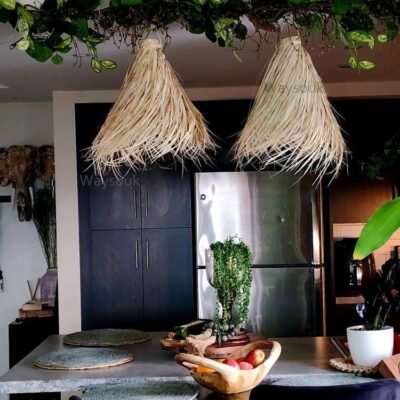 Suspension Marocaine Artisanale en Fibre de Palmier Naturel