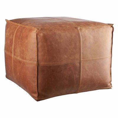 square leather pouf
